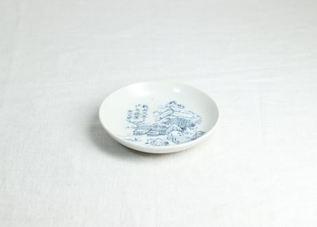 大正~昭和戦前ゴム判山水図小皿