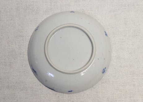 明治前期紙刷気球と洋装人物図小皿