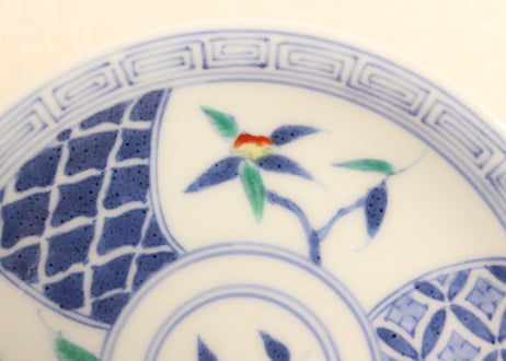 明治後期～大正平戸嘉祥色絵三果文小皿