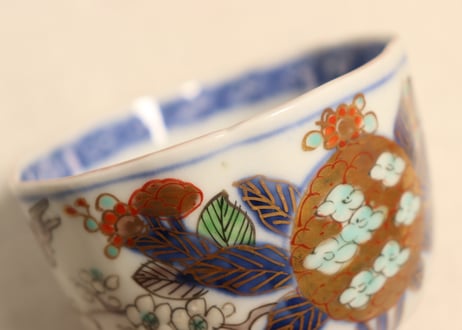 明治前期色絵紫陽花図通り物向付①見込み薄め