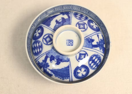 明治後期～大正銅判丸と山水人物図蓋茶碗