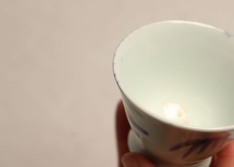 江戸後期染付柳図広東型向付