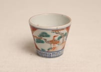 明治前期色絵松鶴図小猪口