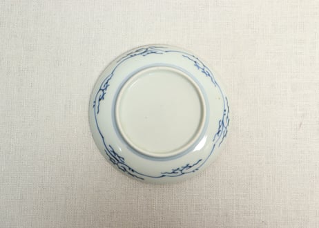 江戸幕末染付六方に丸文小皿①