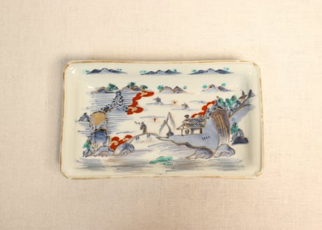 江戸時代末期～明治時代　江戸前期　古九谷写し　色絵　扇面形　松竹梅に鳥の図　皿 CATEGORY 色絵 | 吉祥寺PukuPuku