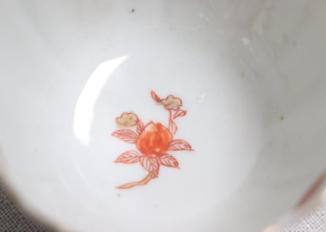 明治前期色絵網手に鶴と梅に鶯図通り物向付①