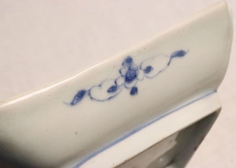 江戸中期染付生花図角皿 五客組