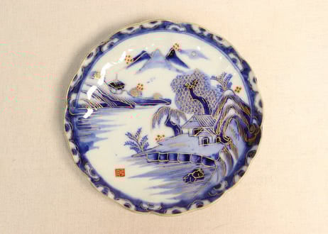 u144-2 時代品 古染付赤絵角皿8枚 R u144-2 時代品 古染付赤絵角