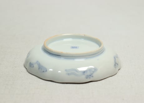 明治前期色絵獅子牡丹と人物図通り物小皿②薄め