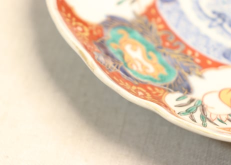 明治前期色絵兎図通り物7寸皿②ノミホツ,少甘手