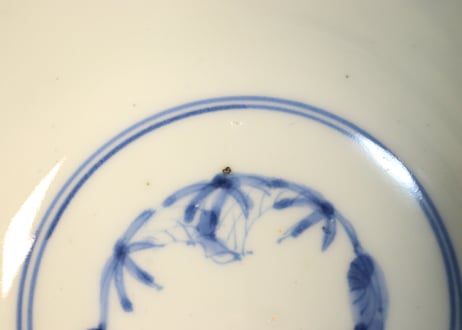 明治前期色絵四方に龍と鳳凰図通り物飯茶碗