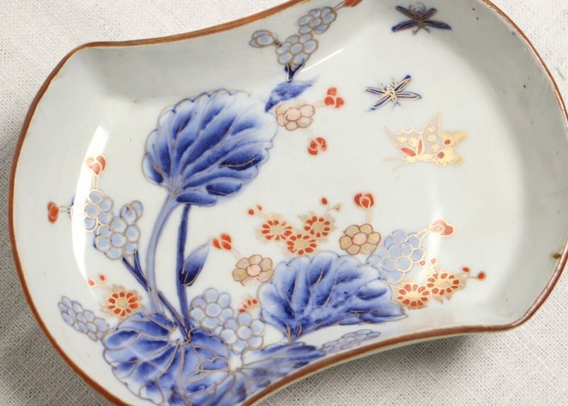 染付け、明治初期の四角い皿、漢詩入り 染付け、明治初期の四角い皿、漢詩入り