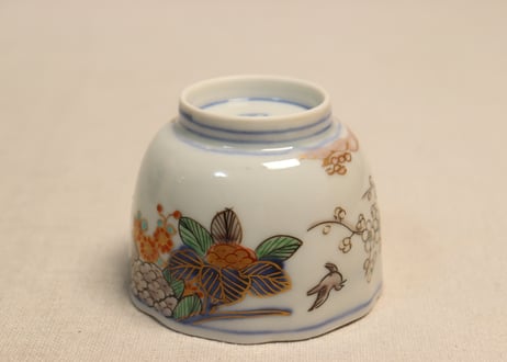 明治前期色絵紫陽花図通り物向付①見込み薄め
