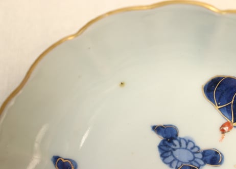 江戸後期色絵秋海棠図なます皿②黒点
