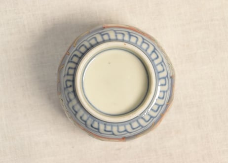 明治前期色絵牡丹と車輪に波図向付