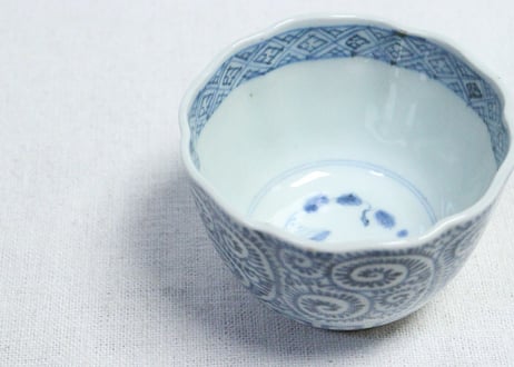 江戸幕末染付蛸唐草図向付