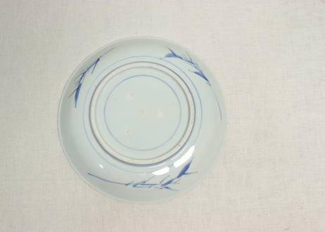 江戸幕末金彩染付鼠大根図8寸皿②釉剝げ