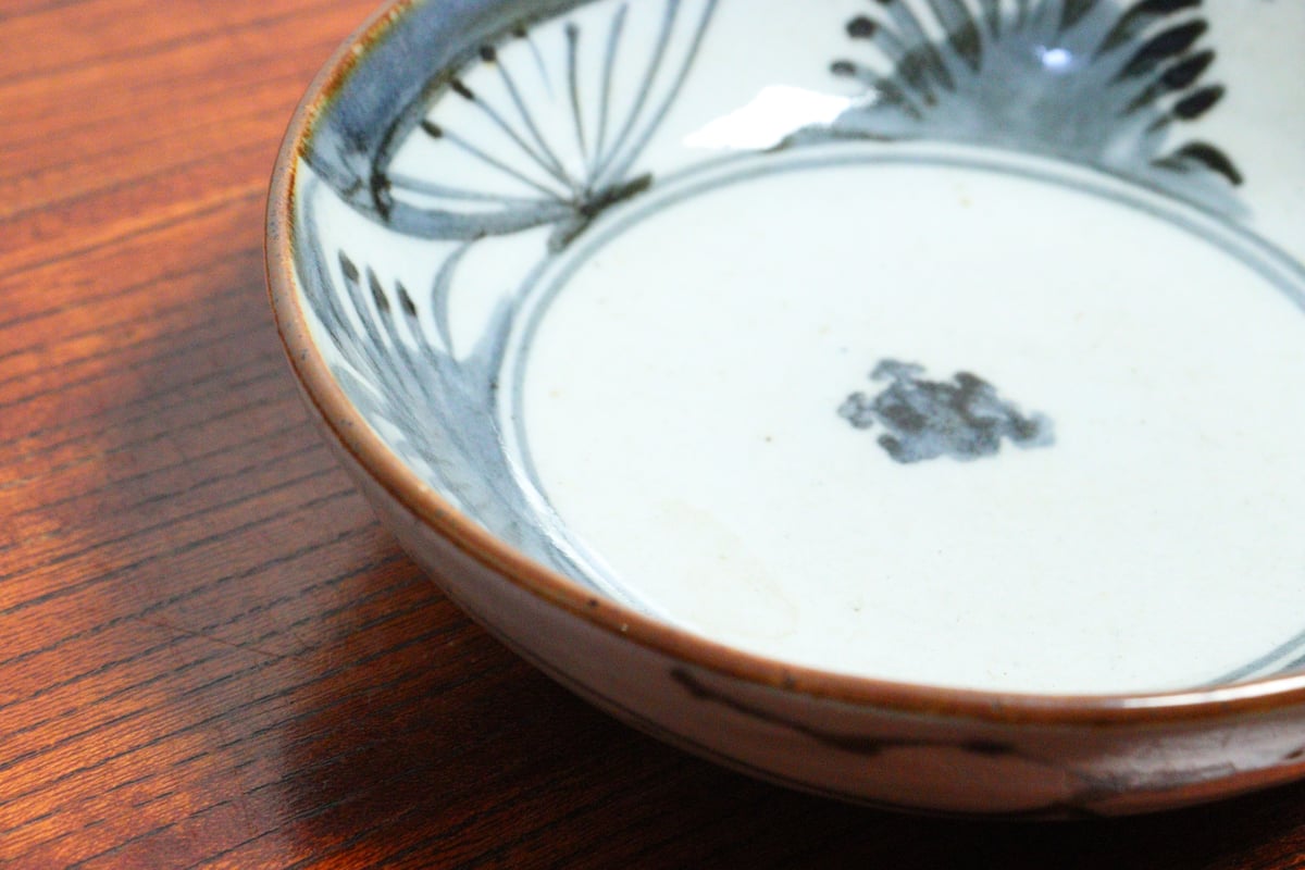 くらわんか皿仕覆付江戸中期頃三分の一高台木箱付