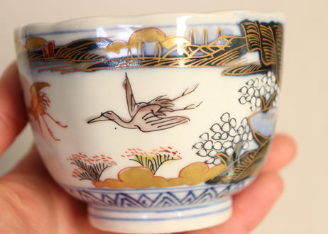 明治前期色絵山水図通り物向付①