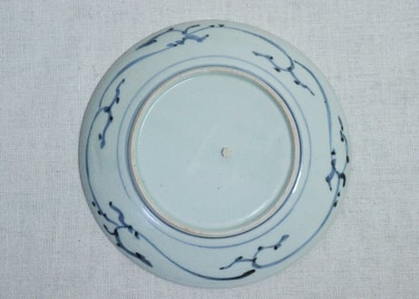 江戸後期染付三方に菊図6寸皿②　甘手