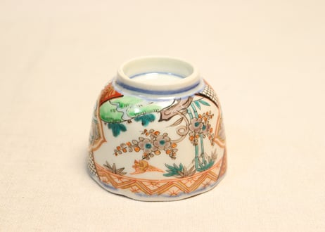明治前期色絵松竹梅と鳥図向付