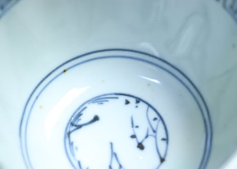 江戸幕末染付四方に花図向付