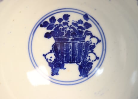 明治前期紙刷桐と鳳凰図飯茶碗