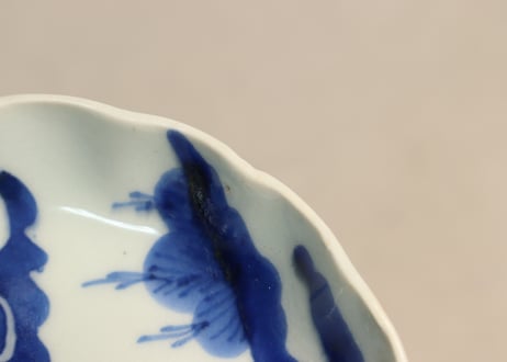 江戸幕末染付松鶴図小なます皿②小ニュウ