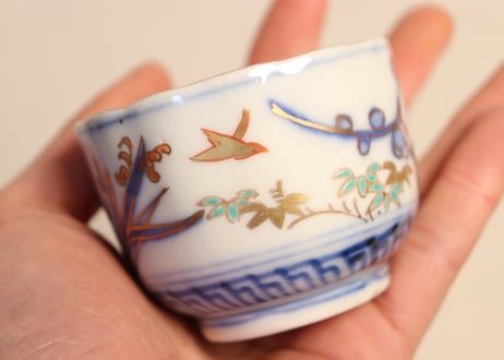 明治前期色絵四君子図通り物小向付