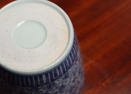 江戸中期染付萩唐草文猪口