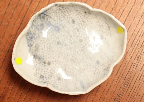 江戸中期紙刷古印判小花散らし図菱形豆皿 小ホツ二箇所④