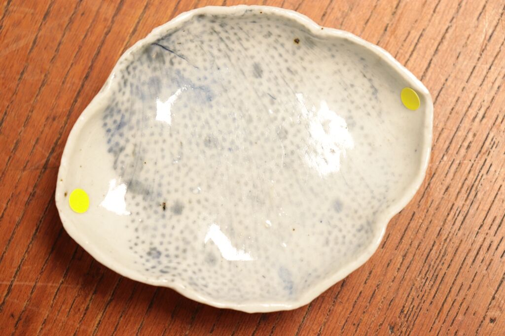 古印判型紙摺り 竹に虎図 木瓜形深皿