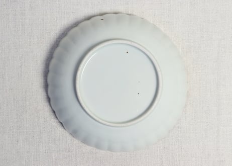 江戸中期赤絵金彩梅と龍図菊花型なます皿 5客組　1客ノミホツ