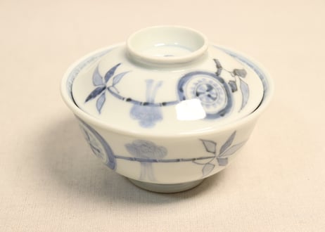 明治後期～大正染付枝に小鳥図飯茶碗①