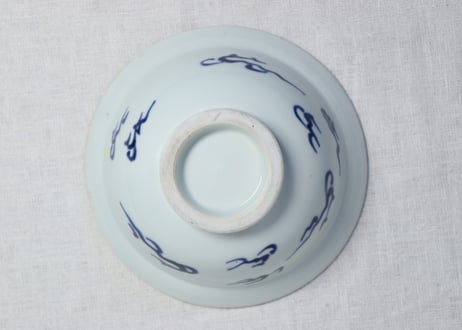 江戸幕末染付芭蕉図6寸鉢 　甘手