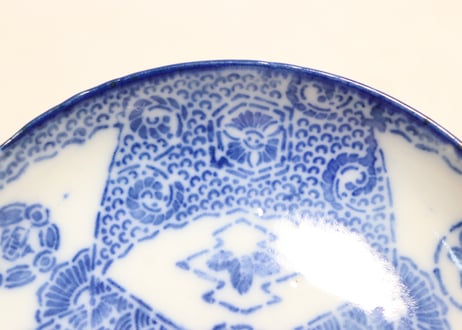 明治前期紙刷扇面窓絵図小皿