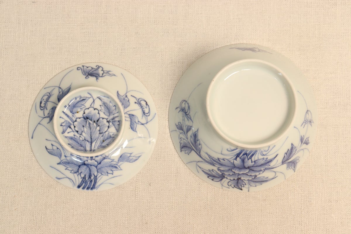 江戸後期染付牡丹図広東型蓋茶碗 | 吉祥寺PukuPuku