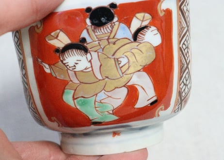 明治前期色絵唐子図角向付