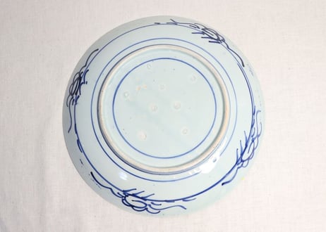 明治前期紙刷茄子鷹富士図大皿 ホツ