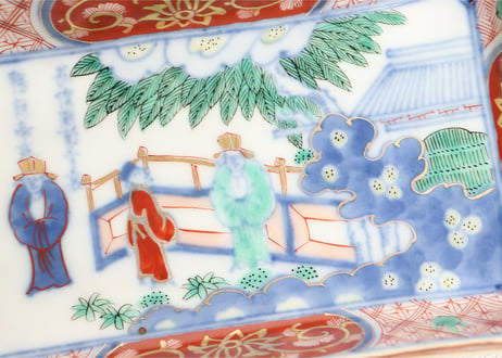 明治前期色絵屋敷に人物図長皿② ノミホツ