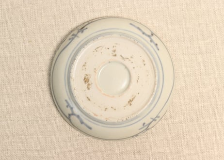 江戸後期青磁縁染付山水図小皿①濃いめ