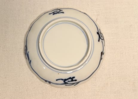 明治前期色絵梅と鶯に鳥籠図通り物小皿