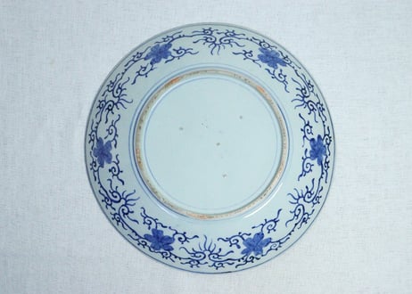明治前期色絵桜と御所車図尺３寸尺皿