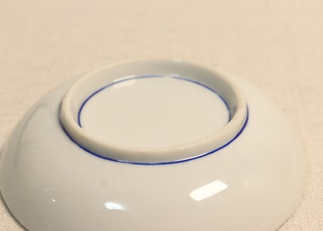 大正~昭和戦前染付三方に葉と花図小皿