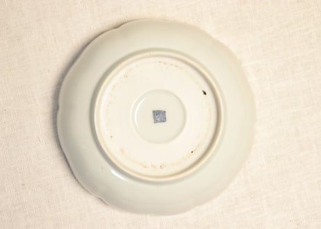 江戸後期染付六方に樹と牡丹図六弁なます皿(上手) 五客組