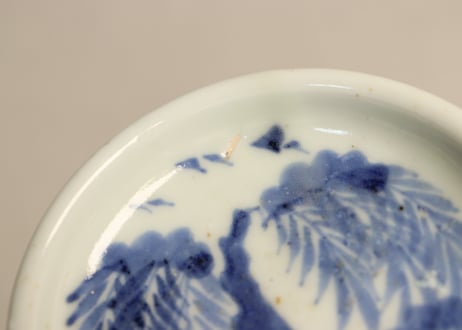 江戸中期染付柳図豆皿①
