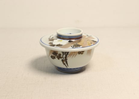 明治後期～大正色絵牡丹図蒸茶碗