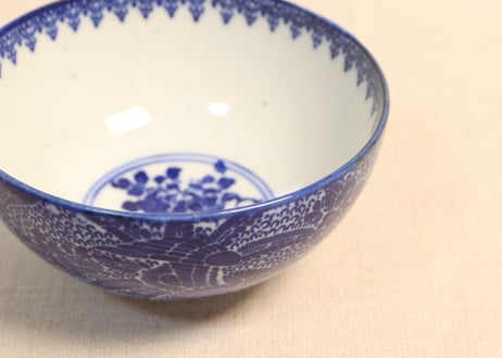 明治前期紙刷桐と鳳凰図飯茶碗