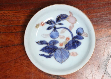江戸中期色絵茄子図小皿　5客組