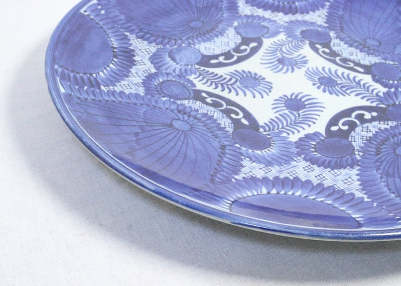 明治前期ベロ藍八方に花図尺5寸皿 小ニュウ | 吉祥寺PukuPuku